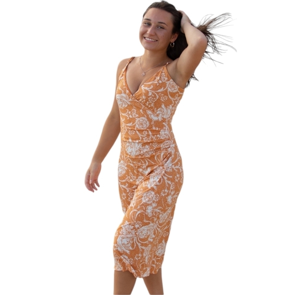 Joie Floral Slip Dress Women Medium Orange White